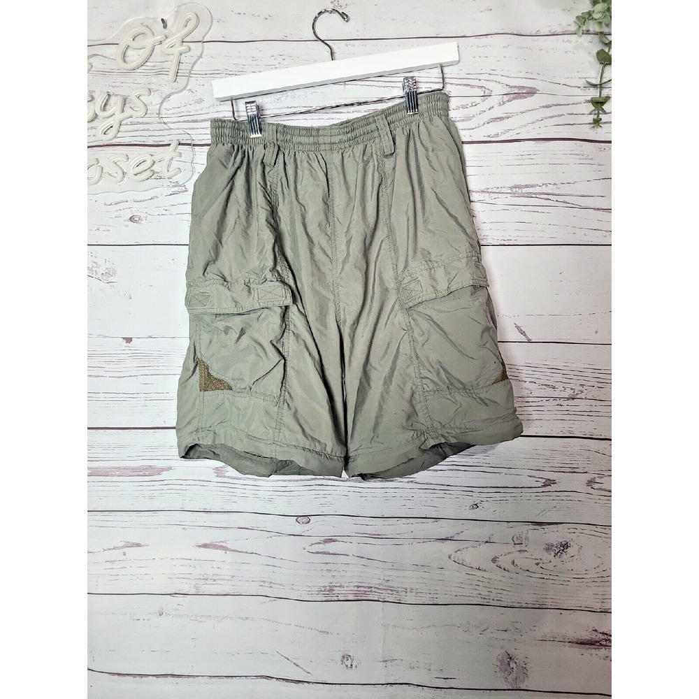 Columbia PFG Mesh Lined Shorts Mens Size Large Tan Pockets Fishing Hiking Nylon